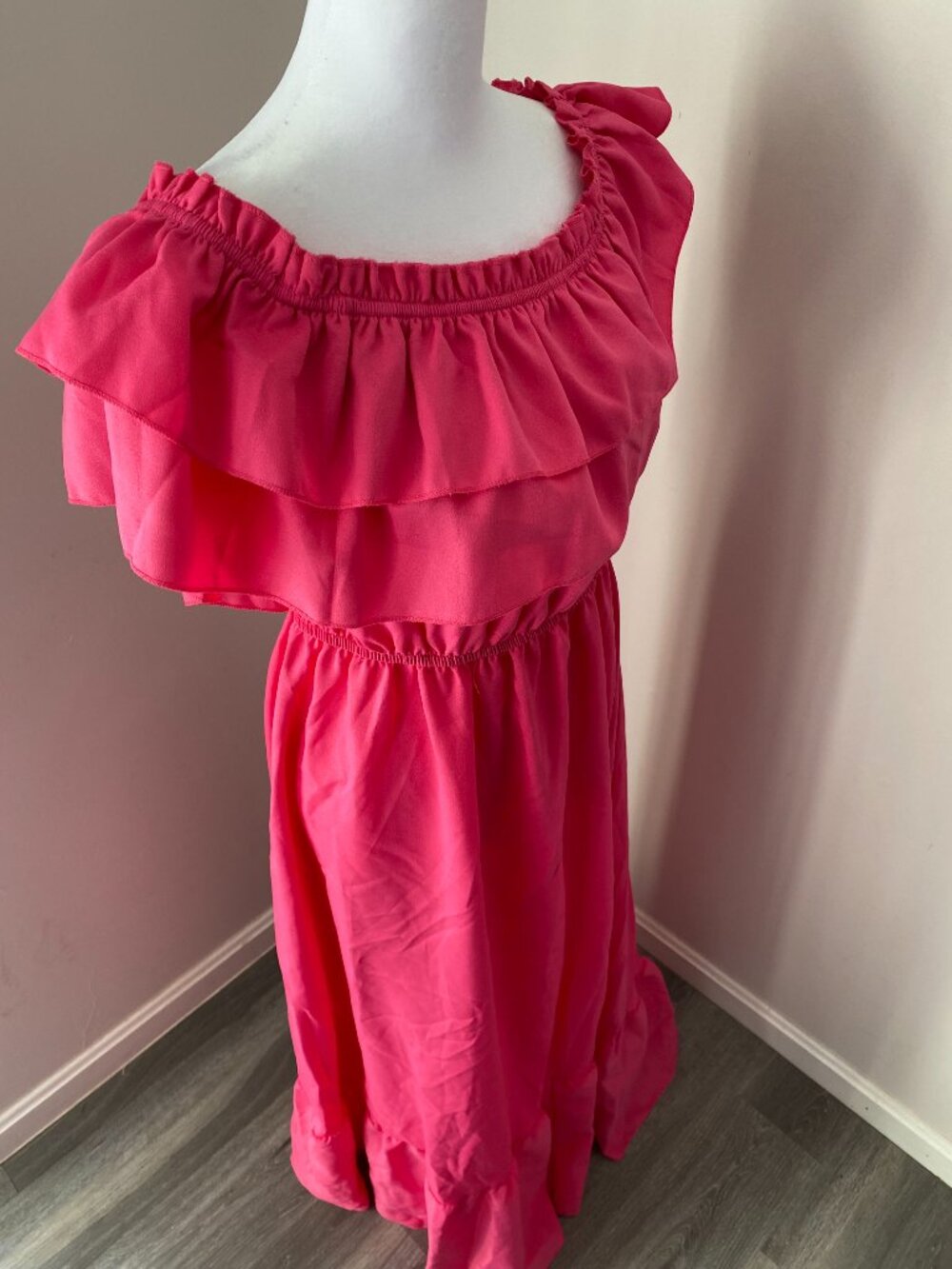 Pink Ruffle Maxi Dress - Picture 2 of 4